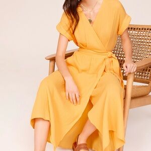 NWT Marine Layer Valencia Wrap Dress in Golden Yellow